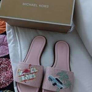 Michael Kors Powder Blush Slide Sandals